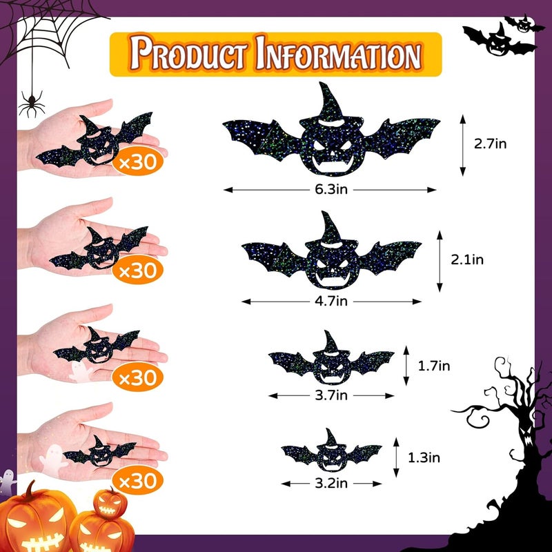 DELEMI 120 Pcs 3D Pumpkins Halloween Decorations,Waterproof Spooky Halloween Wall Decor Black Sticker for Party Supplies Wall Window (Black Pumpkin) - Image 2